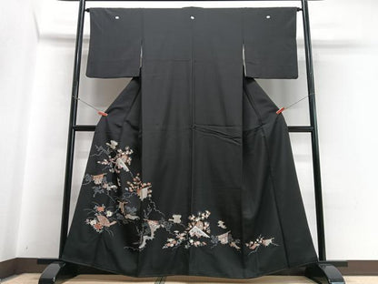 平和屋着物■豪華黒留袖　駒刺繍　几帳花文　金彩　正絹　逸品　CABC7319xe