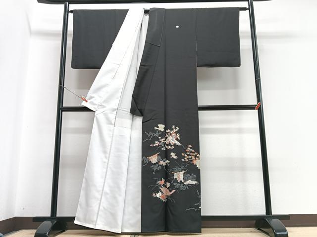 平和屋着物■豪華黒留袖　駒刺繍　几帳花文　金彩　正絹　逸品　CABC7319xe