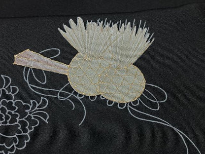 平和屋着物■豪華黒留袖　駒刺繍　几帳花文　金彩　正絹　逸品　CABC7319xe