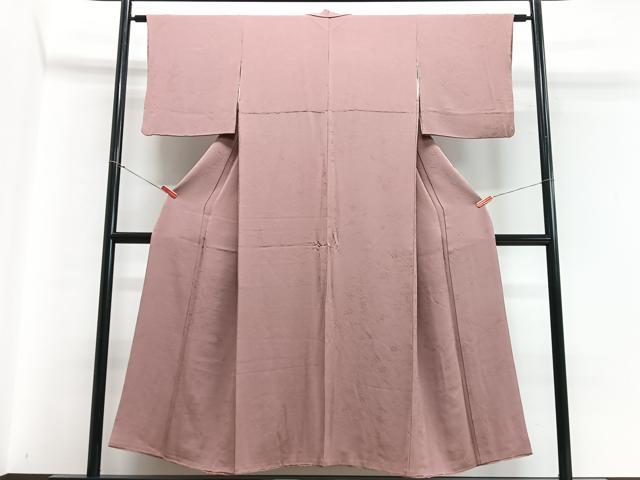 平和屋着物■上質な色無地 色紙松葉地紋 薄柿色 正絹 逸品 CABC7321xe