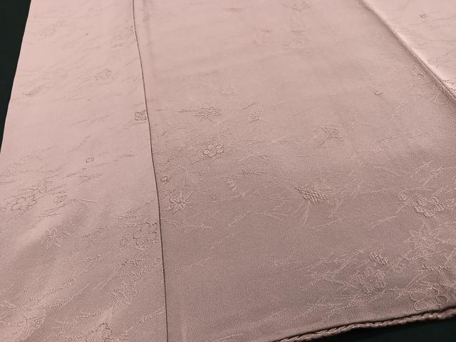 平和屋着物■上質な色無地 色紙松葉地紋 薄柿色 正絹 逸品 CABC7321xe