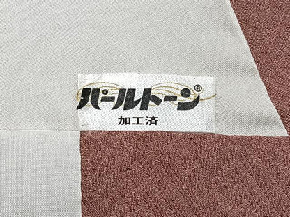 平和屋着物■上質な色無地 色紙松葉地紋 薄柿色 正絹 逸品 CABC7321xe