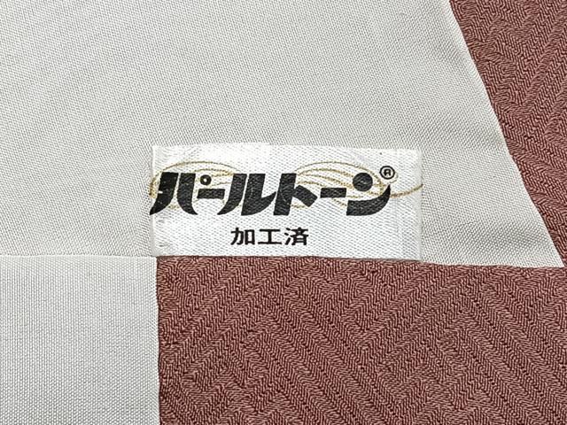 平和屋着物■上質な色無地 色紙松葉地紋 薄柿色 正絹 逸品 CABC7321xe
