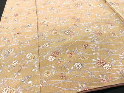 平和屋着物■上質な小紋 草花文 鬼しぼ縮緬 正絹 逸品 CABC7343xe