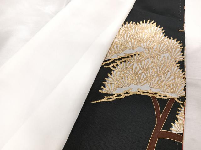 平和屋着物■豪華黒留袖　駒刺繍　飛鶴松文　金銀彩　正絹　逸品　CABC7371xe