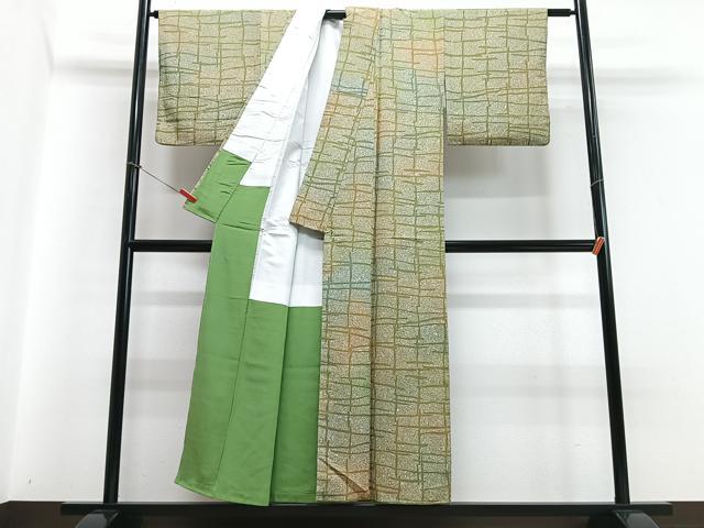 平和屋着物■上質な小紋 変わり格子 正絹 逸品 CABC7391xe