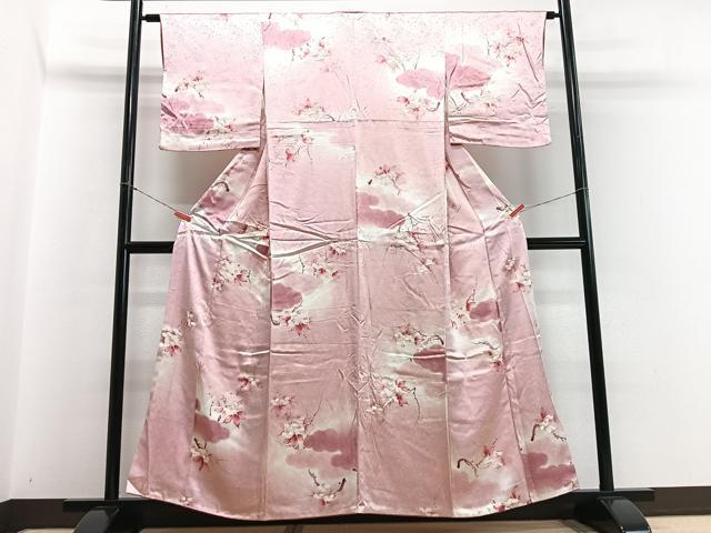 平和屋着物■上質な小紋 手描き 枝花文 暈し染め 正絹 逸品 CABC7393xe