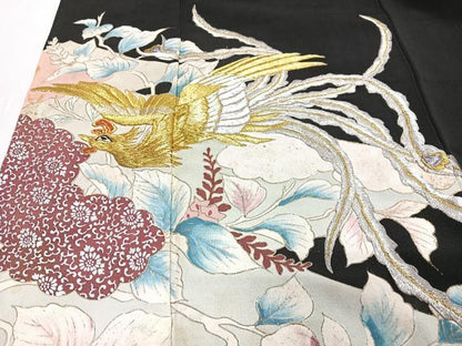平和屋着物■豪華黒留袖 鳳凰草花文 金銀彩 正絹 逸品 CABC7410xe