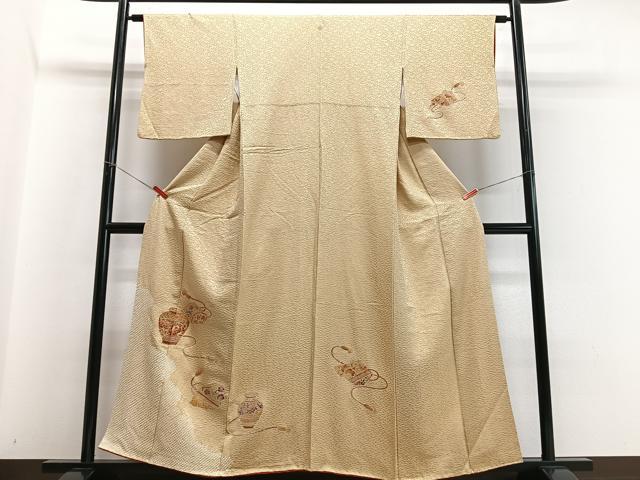 平和屋着物■訪問着 刺繍 絞り 陶器文 正絹 逸品 CABC7426xe