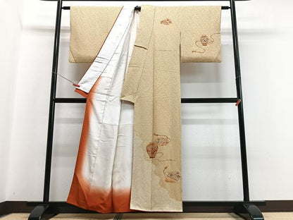 平和屋着物■訪問着 刺繍 絞り 陶器文 正絹 逸品 CABC7426xe