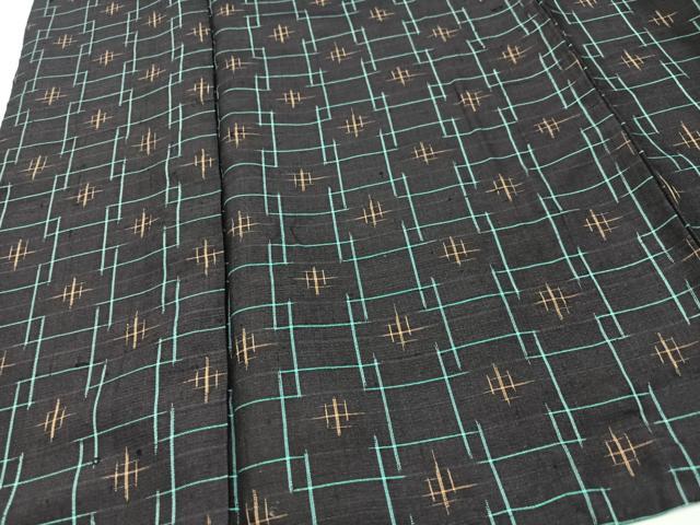 平和屋着物■上質な紬 格子重ね文様 正絹 逸品 CABC7441xe
