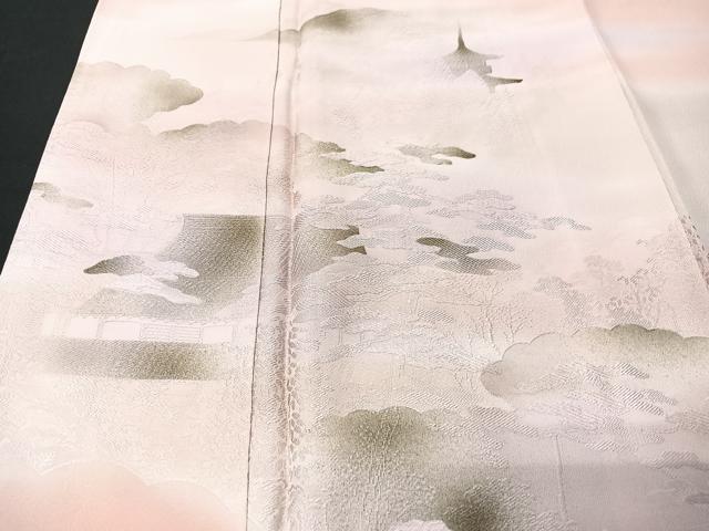 平和屋着物■訪問着 地紋起こし 風景文 暈し染め 正絹 逸品 CABC7476xe