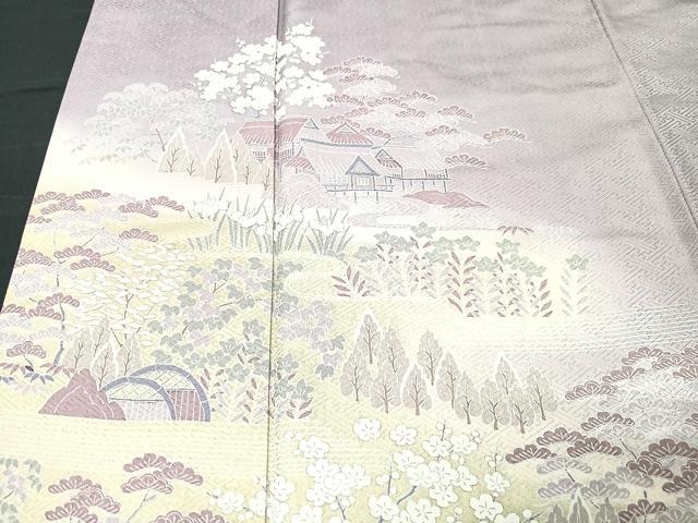 平和屋着物■訪問着 風景文 暈し染め 金彩 正絹 逸品 CABC7484xe