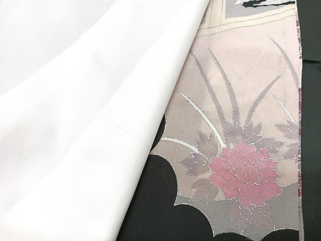 平和屋着物■豪華黒留袖　刺繍　風景文　鶴　銀彩　正絹　逸品　CABC7505xe