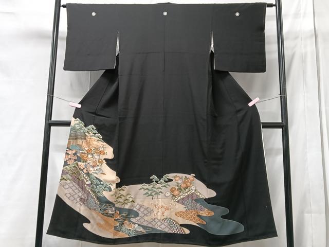 平和屋着物■豪華黒留袖 風景文 金彩 正絹 逸品 CABC7572xe