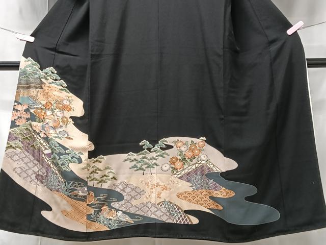 平和屋着物■豪華黒留袖 風景文 金彩 正絹 逸品 CABC7572xe