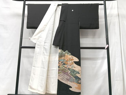 平和屋着物■豪華黒留袖 風景文 金彩 正絹 逸品 CABC7572xe