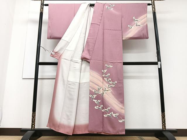 平和屋着物■訪問着 飛鶴文 暈し染め 正絹 逸品 CABC7579xe