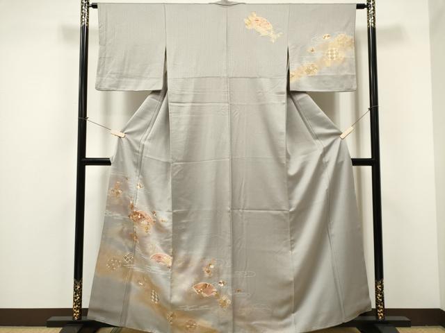 平和屋着物■訪問着 地紙花鳥文 暈し染め 金彩 正絹 逸品 CABC7634ou