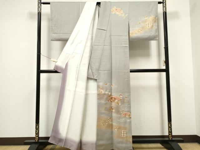 平和屋着物■訪問着 地紙花鳥文 暈し染め 金彩 正絹 逸品 CABC7634ou