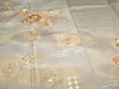 平和屋着物■訪問着 地紙花鳥文 暈し染め 金彩 正絹 逸品 CABC7634ou