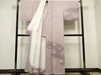 平和屋着物■訪問着 江戸小紋 刺繍 飛鶴文 文字文 暈し染め 正絹 逸品 CABC7650ou
