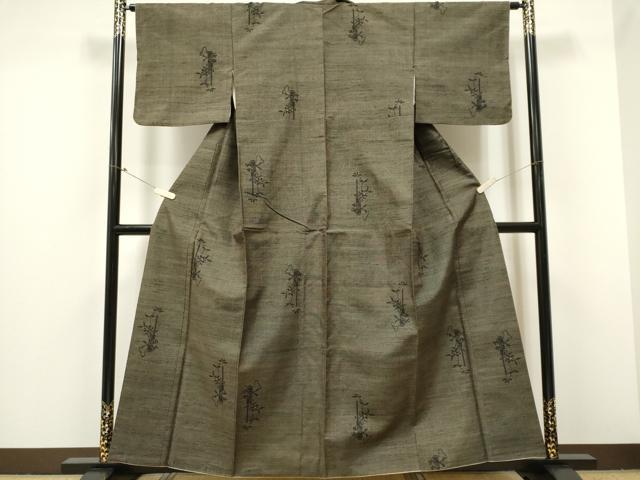 平和屋着物■上質な紬　草花文　正絹　逸品　CABC7652ou