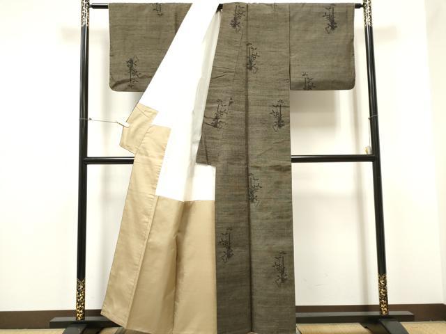平和屋着物■上質な紬　草花文　正絹　逸品　CABC7652ou