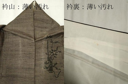平和屋着物■上質な紬　草花文　正絹　逸品　CABC7652ou