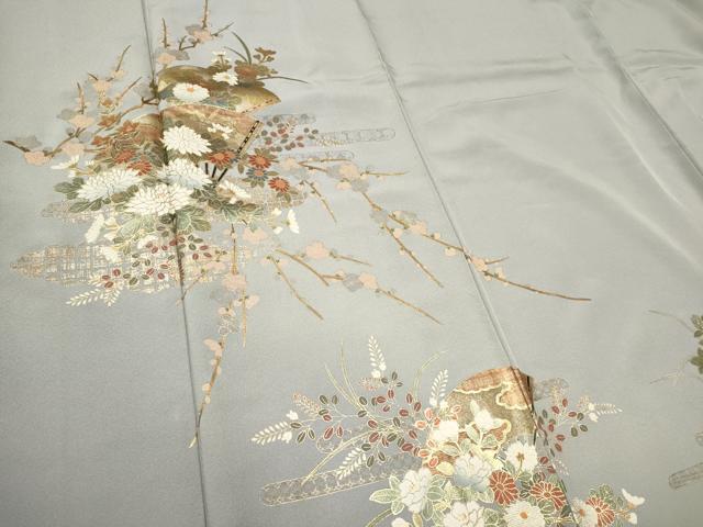 平和屋着物■訪問着 地紙枝花文 暈し染め 金彩 正絹 逸品 CABC7656ou