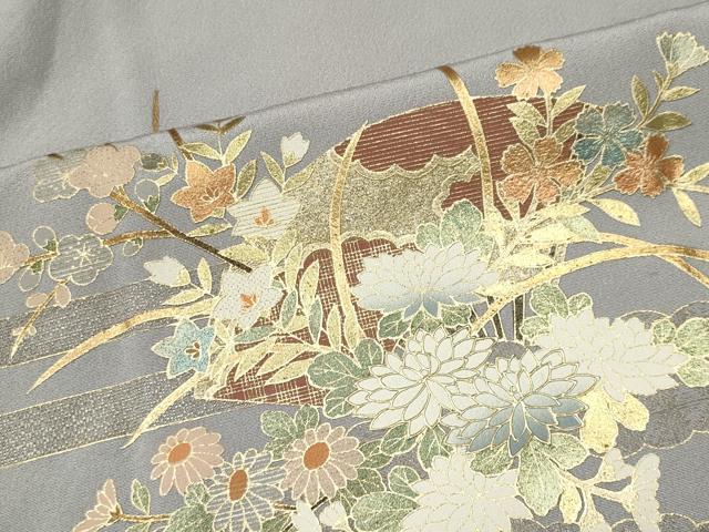 平和屋着物■訪問着 地紙枝花文 暈し染め 金彩 正絹 逸品 CABC7656ou