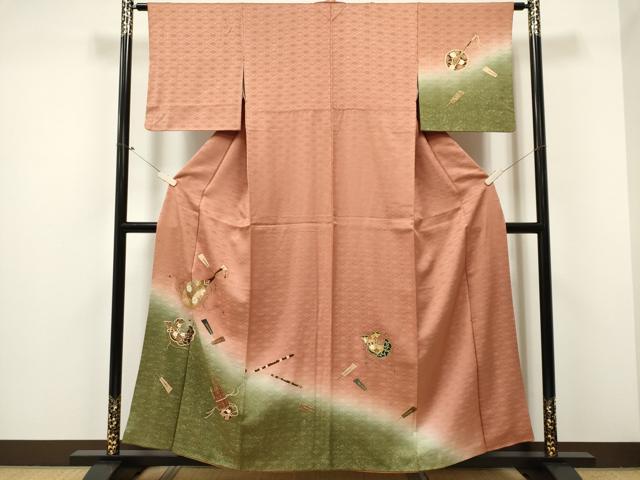 平和屋着物■訪問着 楽器文 暈し染め 金銀彩 正絹 逸品 CABC7657ou