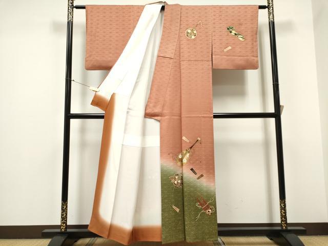 平和屋着物■訪問着 楽器文 暈し染め 金銀彩 正絹 逸品 CABC7657ou