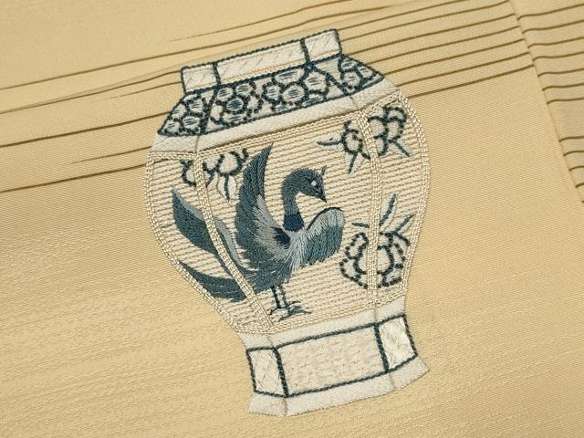 平和屋着物■豪華色留袖　刺繍　陶器花鳥文　正絹　逸品　CABC7661ou