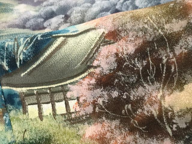 平和屋着物■豪華黒留袖　手描き　風景文　暈し染め　正絹　逸品　CABC7675ou