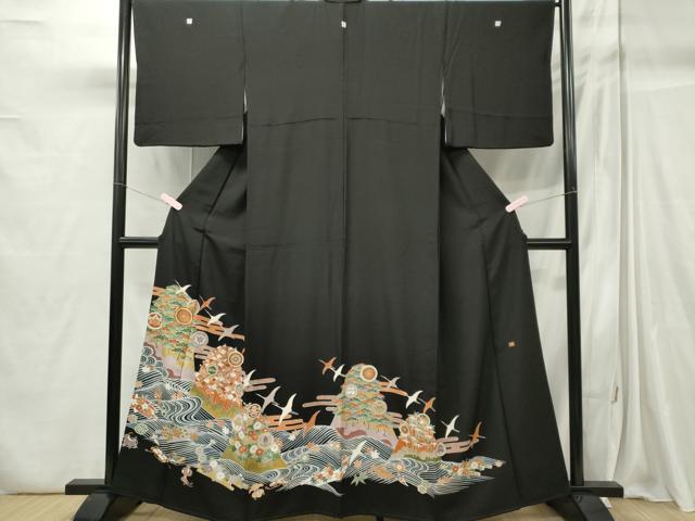 平和屋着物■豪華黒留袖 作家物 駒刺繍 宝尽くし飛鶴花文 金彩 正絹 逸品 CABC7678ou