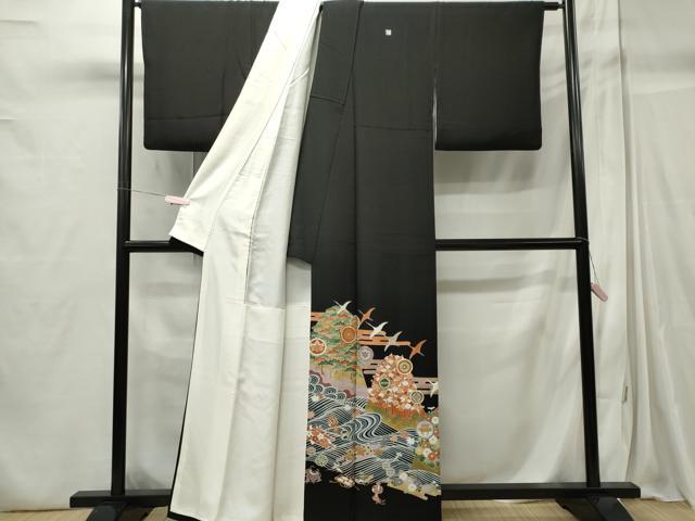 平和屋着物■豪華黒留袖 作家物 駒刺繍 宝尽くし飛鶴花文 金彩 正絹 逸品 CABC7678ou