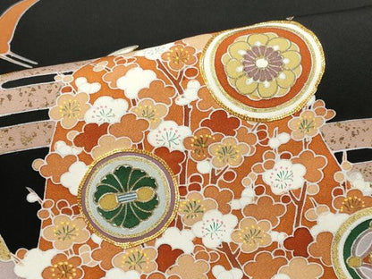 平和屋着物■豪華黒留袖 作家物 駒刺繍 宝尽くし飛鶴花文 金彩 正絹 逸品 CABC7678ou