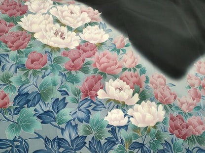 平和屋着物■豪華黒留袖　刺繍　草花文　暈し染め　金銀彩　正絹　逸品　CABC7680ou