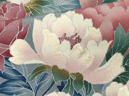平和屋着物■豪華黒留袖　刺繍　草花文　暈し染め　金銀彩　正絹　逸品　CABC7680ou