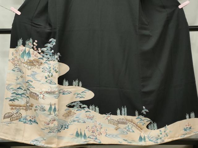 平和屋着物■豪華黒留袖　風景文　正絹　逸品　CABC7681ou