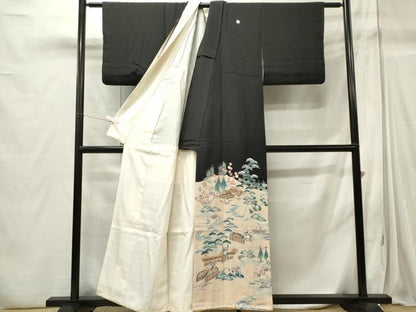平和屋着物■豪華黒留袖　風景文　正絹　逸品　CABC7681ou