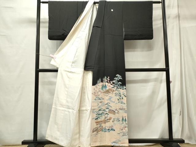 平和屋着物■豪華黒留袖　風景文　正絹　逸品　CABC7681ou