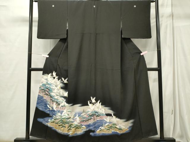 平和屋着物■豪華黒留袖　飛鶴風景文　金彩　正絹　逸品　CABC7682ou