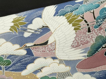 平和屋着物■豪華黒留袖　飛鶴風景文　金彩　正絹　逸品　CABC7682ou