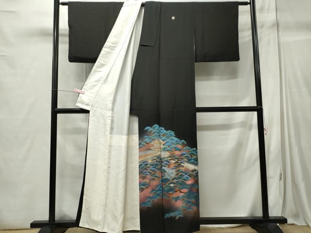 平和屋着物■豪華黒留袖　泰常　地紙花鳥文　暈し染め　金彩　正絹　逸品　CABC7683ou