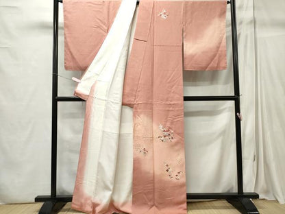 平和屋着物■訪問着 刺繍 草花文 暈し染め 金彩 正絹 逸品 CABC7689ou