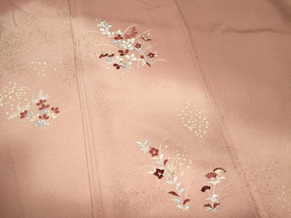 平和屋着物■訪問着 刺繍 草花文 暈し染め 金彩 正絹 逸品 CABC7689ou