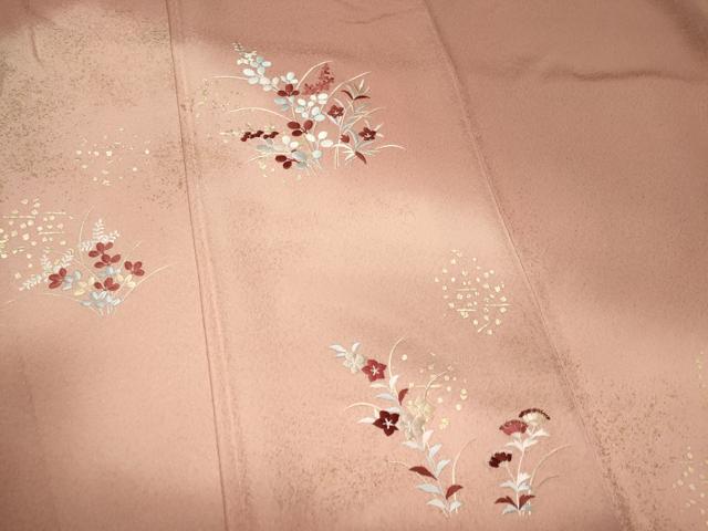 平和屋着物■訪問着 刺繍 草花文 暈し染め 金彩 正絹 逸品 CABC7689ou