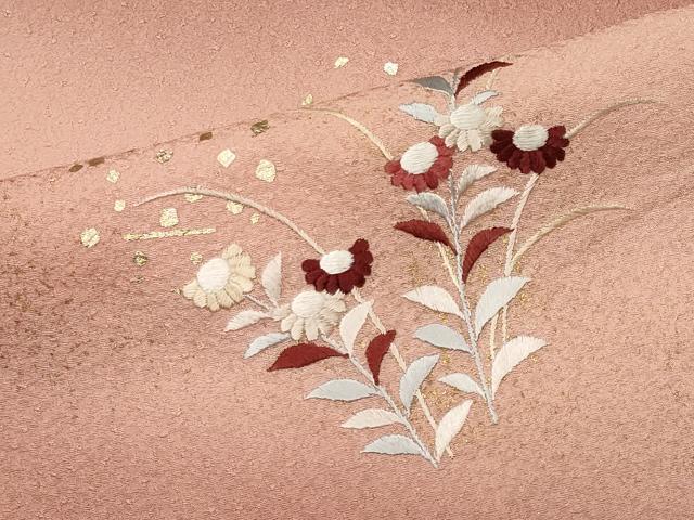 平和屋着物■訪問着 刺繍 草花文 暈し染め 金彩 正絹 逸品 CABC7689ou
